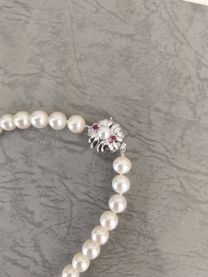 Akoya pearl long necklace with 114 round 7.0-7.5mm beads and silver clasp, 84cm length