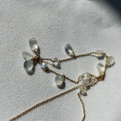 Agete K10 necklace featuring a royal blue moonstone pendant on a 45 cm chain