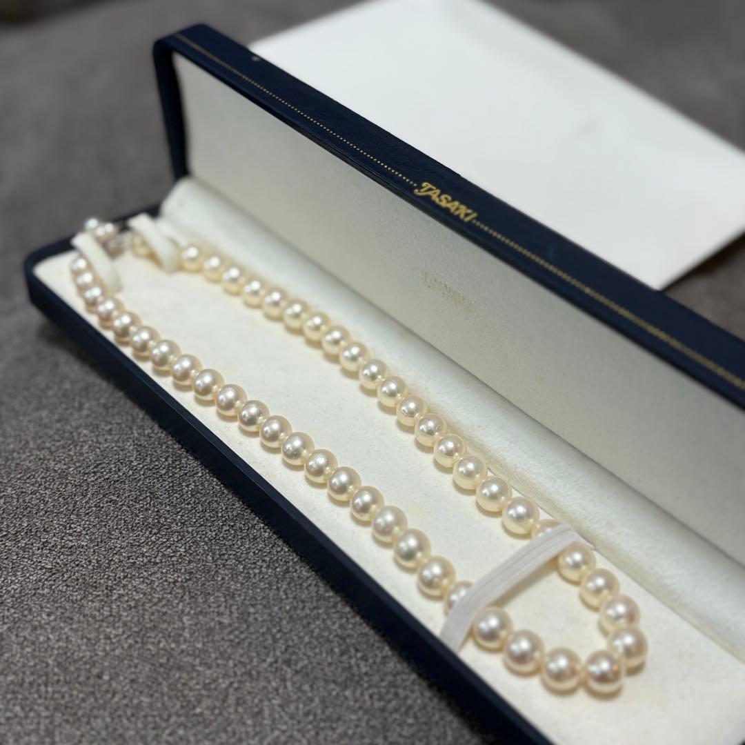 TASAKI Pearl Necklace 8.4mm with pearl decorated clasp and 40 cm length