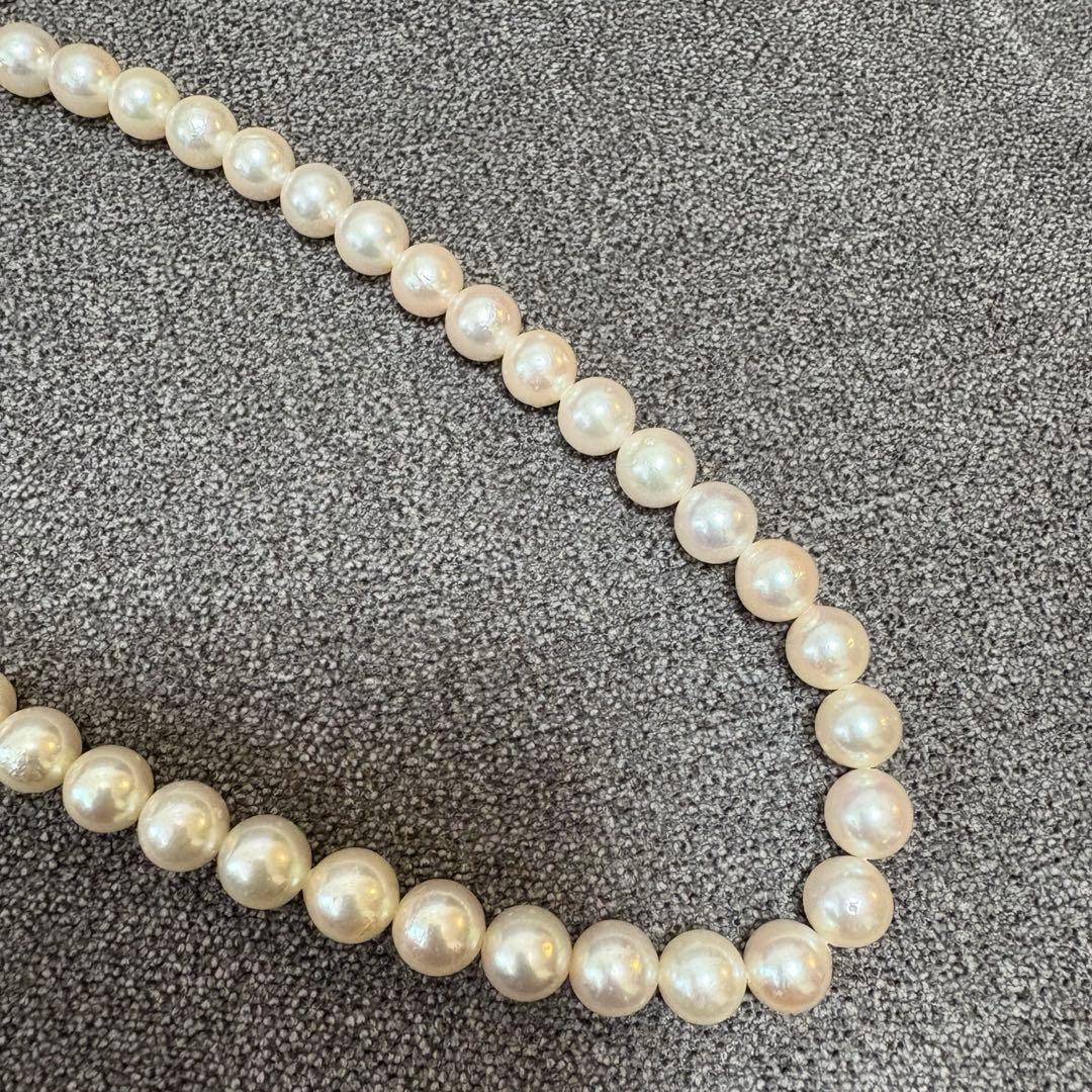TASAKI Pearl Necklace 8.4mm with pearl decorated clasp and 40 cm length