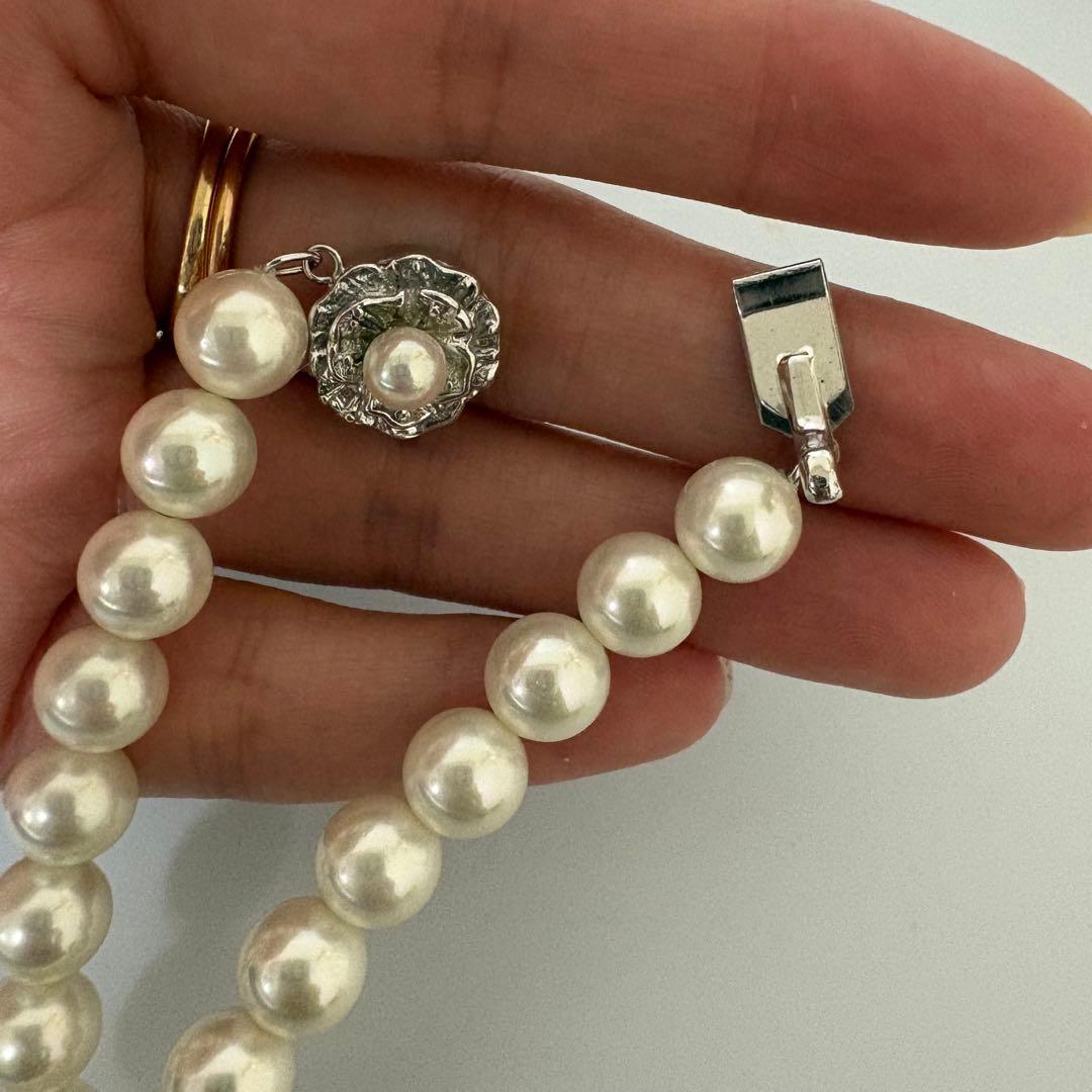 White Akoya pearl necklace with 8.0mm genuine pearls and 40 cm length
