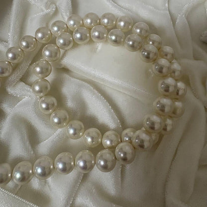 White Akoya pearl necklace with 8.0mm genuine pearls and 40 cm length