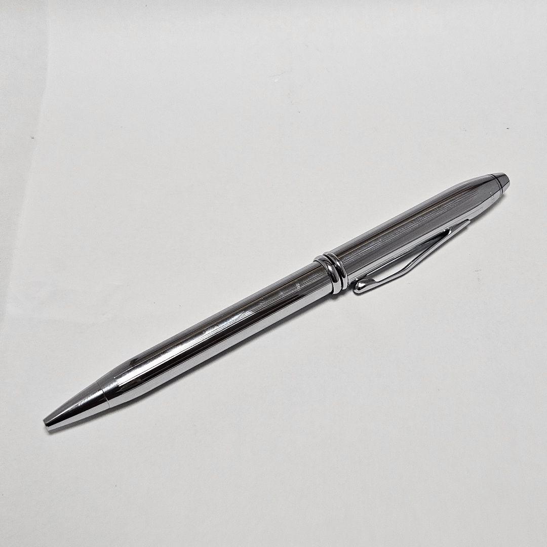 CROSS Townsend Chrome ballpoint pen blue ink with original hard case and box showing chrome finish and engraved logo
