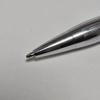 CROSS Townsend Chrome ballpoint pen blue ink with original hard case and box showing chrome finish and engraved logo