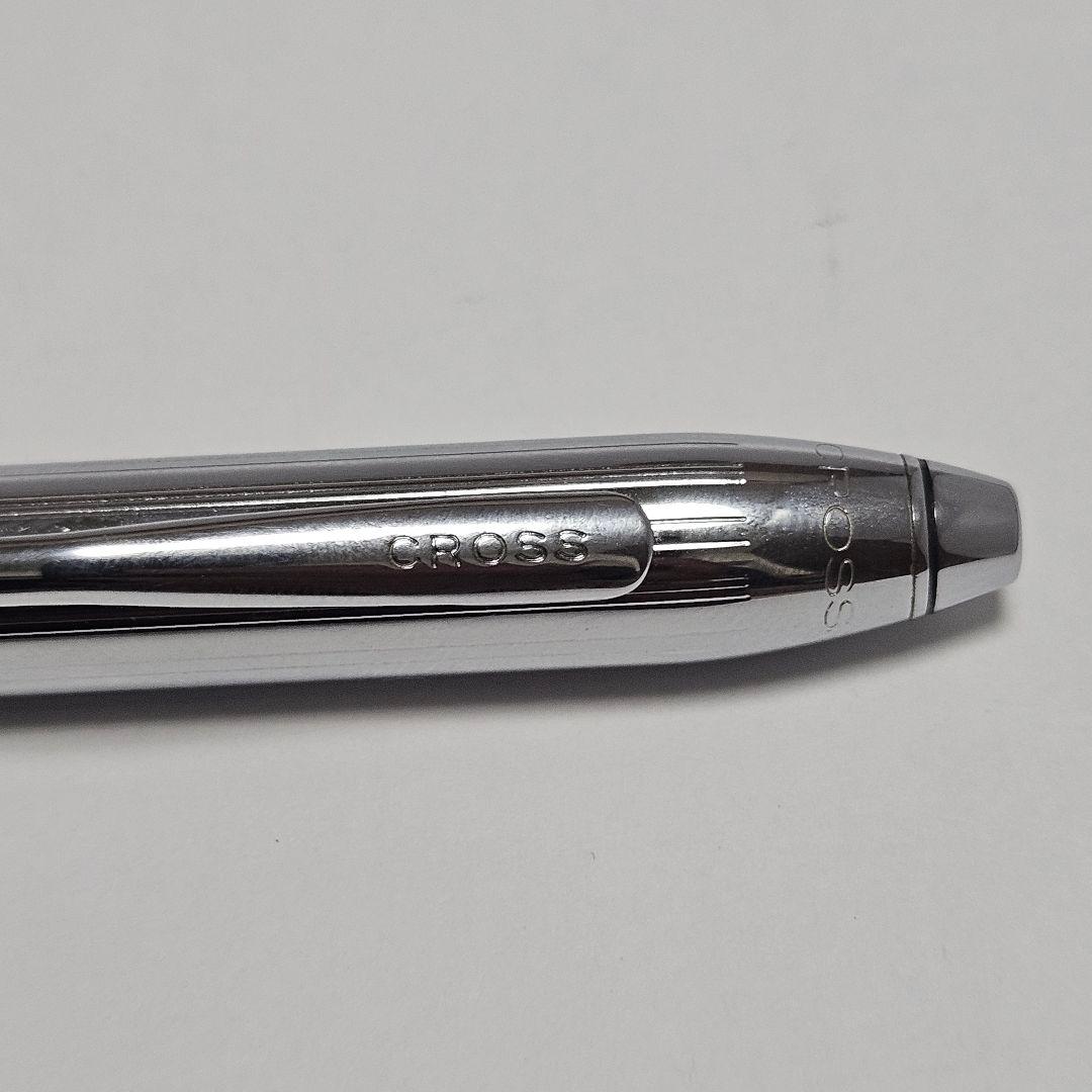 CROSS Townsend Chrome ballpoint pen blue ink with original hard case and box showing chrome finish and engraved logo
