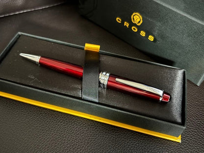 CROSS Ballpoint Pen in red metal with its dedicated case and guarantee card
