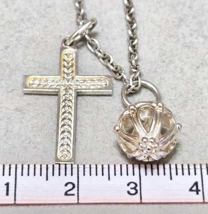 Agete Cross Necklace made of Silver925 with 51 cm length and detailed cross pendant