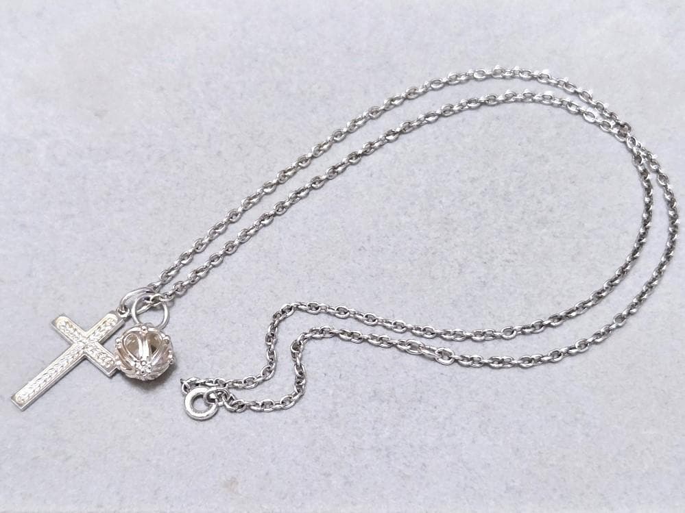 Agete Cross Necklace made of Silver925 with 51 cm length and detailed cross pendant
