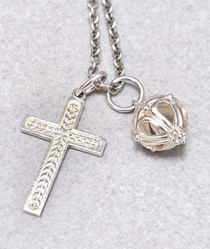 Agete Cross Necklace made of Silver925 with 51 cm length and detailed cross pendant