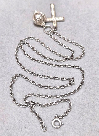 Agete Cross Necklace made of Silver925 with 51 cm length and detailed cross pendant