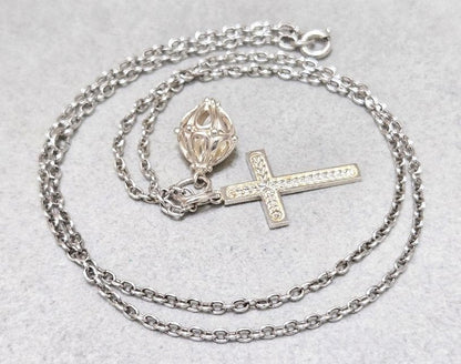 Agete Cross Necklace made of Silver925 with 51 cm length and detailed cross pendant