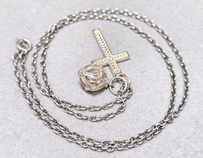 Agete Cross Necklace made of Silver925 with 51 cm length and detailed cross pendant