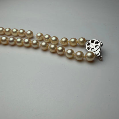 Akoya pearl necklace featuring round 7.0-7.3mm pearls on a 43cm strand