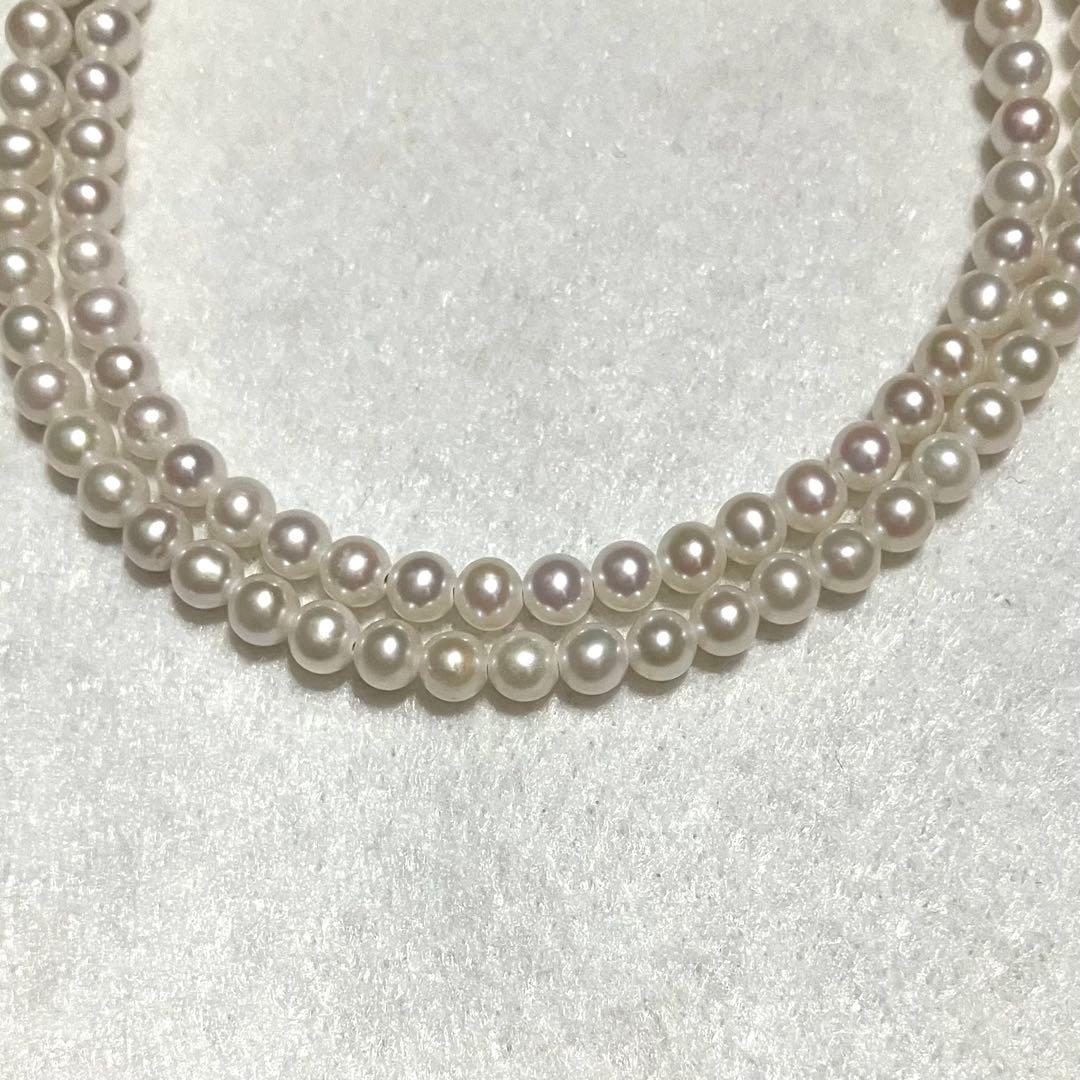 Aqua Baby Akoya Pearl Necklace 4.0mm white pearls with flower motif silver mark, 42cm length