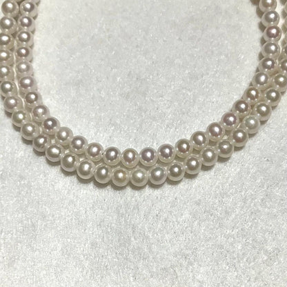 Aqua Baby Akoya Pearl Necklace 4.0mm white pearls with flower motif silver mark, 42cm length