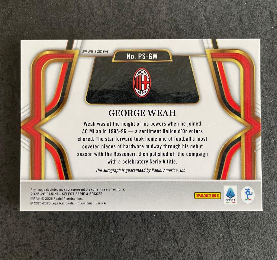 AC Milan 2025-26 Panini Select George Weah Autograph — Japanese