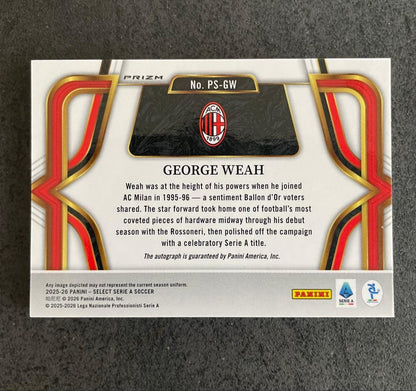 AC Milan 2025-26 Panini Select George Weah Autograph — Japanese