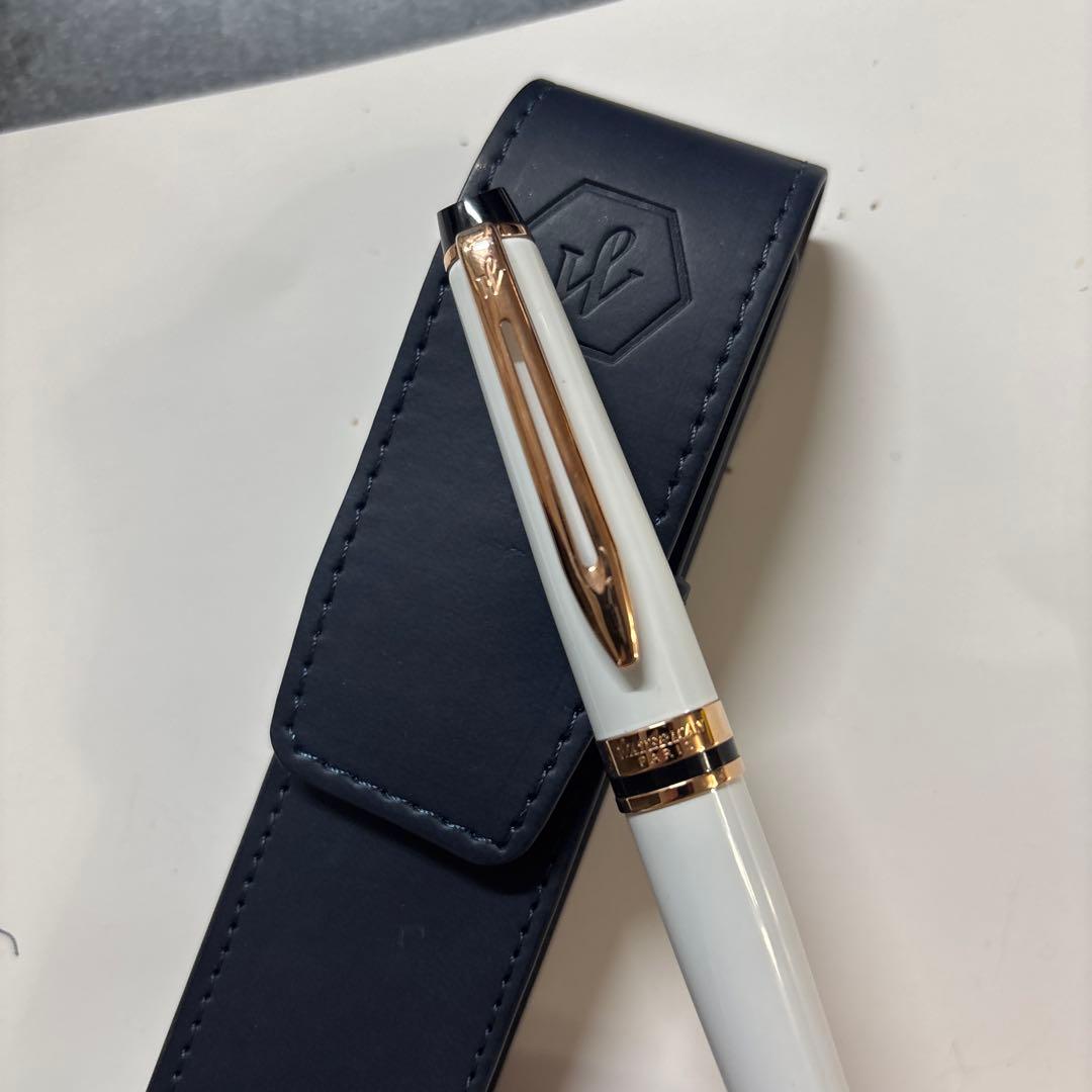 WATERMAN Expert Precious White ballpoint pen displayed with its elegant box
