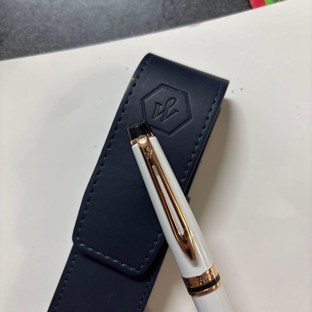 WATERMAN Expert Precious White ballpoint pen displayed with its elegant box