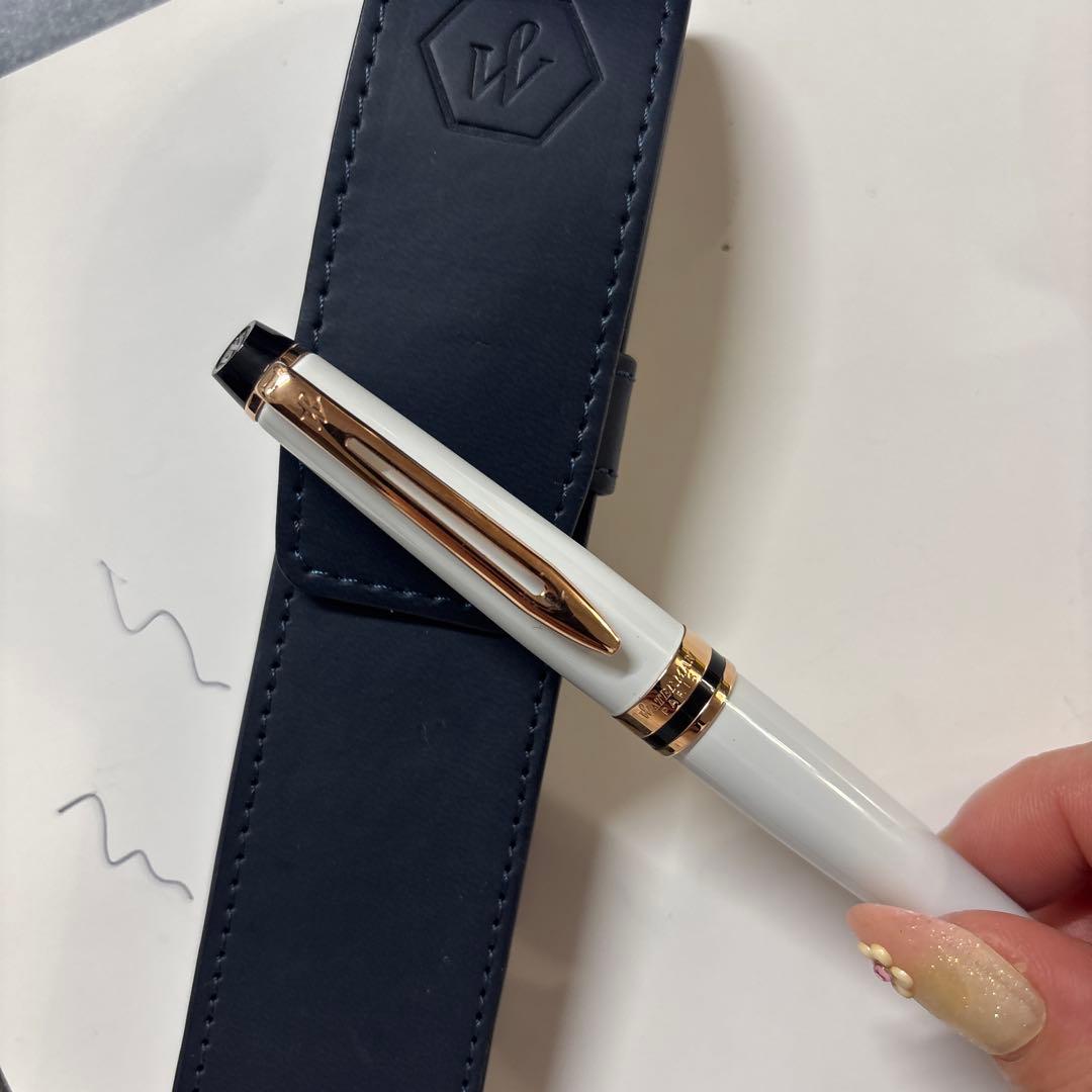 WATERMAN Expert Precious White ballpoint pen displayed with its elegant box