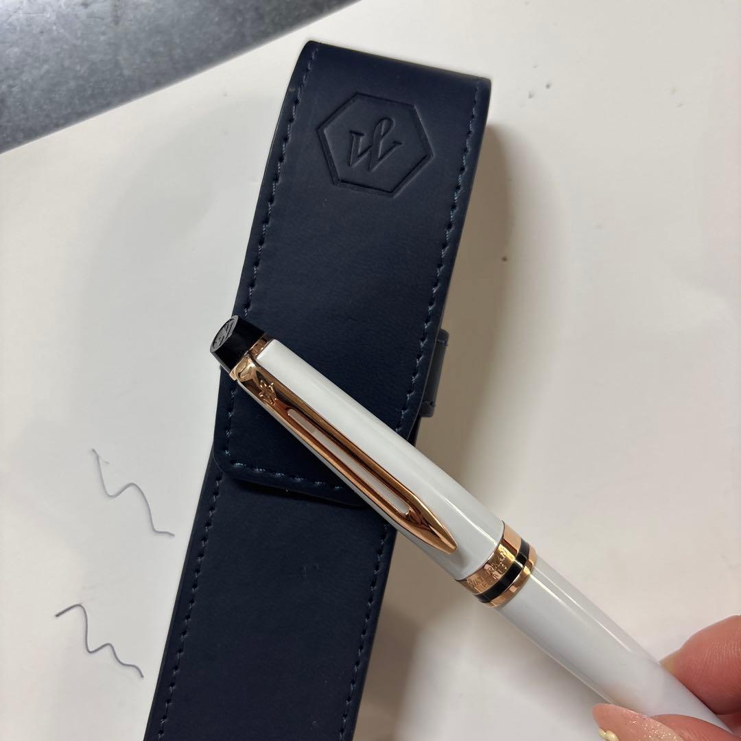 WATERMAN Expert Precious White ballpoint pen displayed with its elegant box
