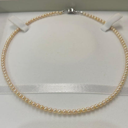 Ise-Shima Ebugawan Akoya Pearl Necklace 3.5-4mm gold tone with 42.5cm length and 925 stamp