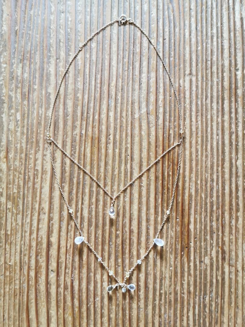 Agatte K10 Yellow Gold Necklace featuring Blue Moonstone and Lemon Quartz with adjustable chain