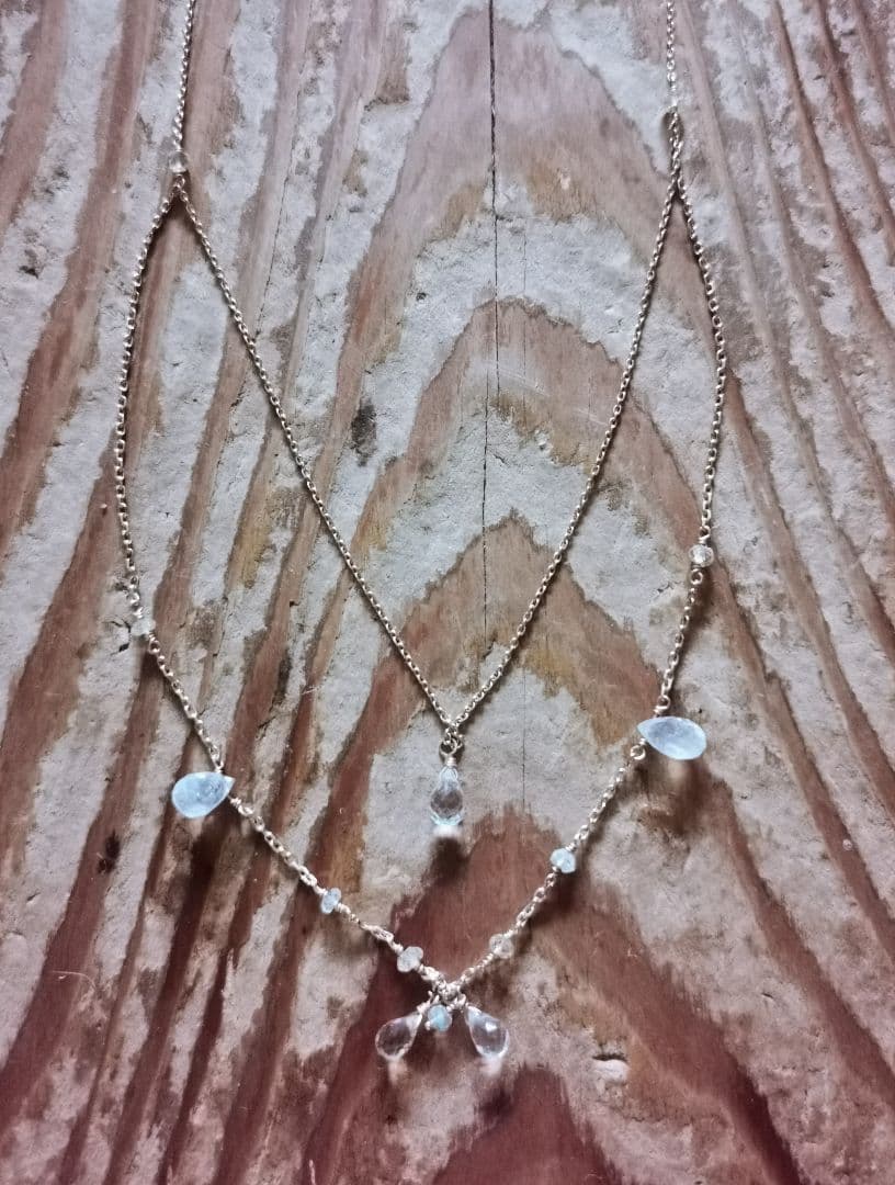 Agatte K10 Yellow Gold Necklace featuring Blue Moonstone and Lemon Quartz with adjustable chain
