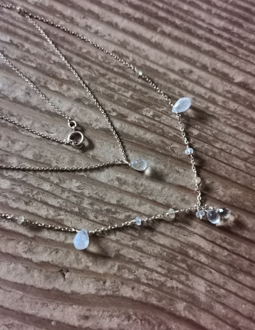 Agatte K10 Yellow Gold Necklace featuring Blue Moonstone and Lemon Quartz with adjustable chain