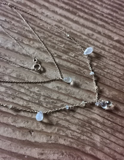 Agatte K10 Yellow Gold Necklace featuring Blue Moonstone and Lemon Quartz with adjustable chain