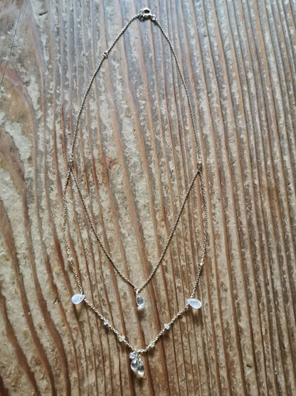 Agatte K10 Yellow Gold Necklace featuring Blue Moonstone and Lemon Quartz with adjustable chain