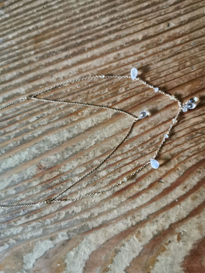 Agatte K10 Yellow Gold Necklace featuring Blue Moonstone and Lemon Quartz with adjustable chain