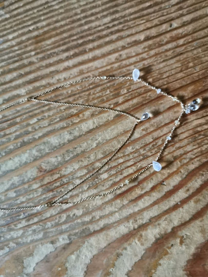 Agatte K10 Yellow Gold Necklace featuring Blue Moonstone and Lemon Quartz with adjustable chain