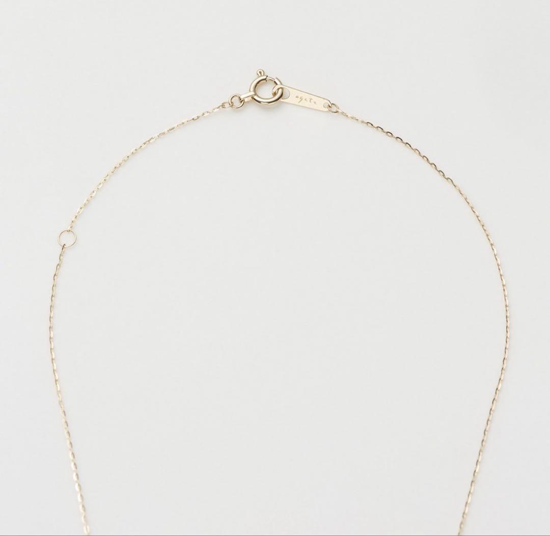 Agete K10 diamond necklace with 0.04ct diamond on 39 cm chain, pendant size 0.55 x 0.2 cm