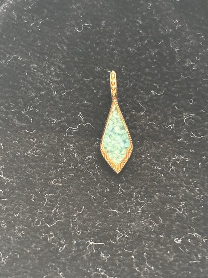 Agate K10 necklace charm with Amber, Turquoise, Larimar stones and shell detail on a silver chain