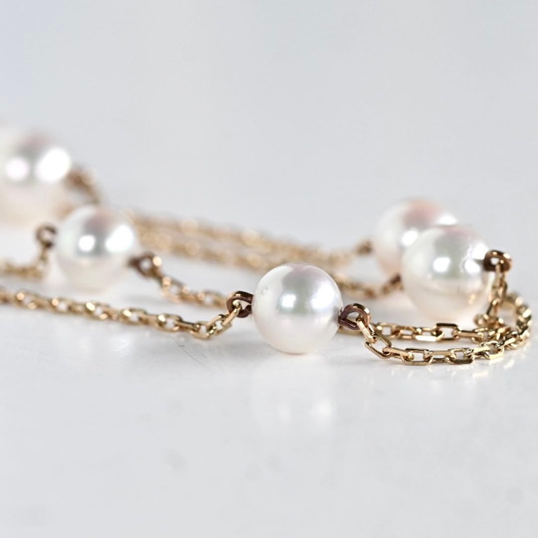 Kuro Pearl Station Necklace featuring nine round pearls with K18 clasp on a 37.5 cm chain