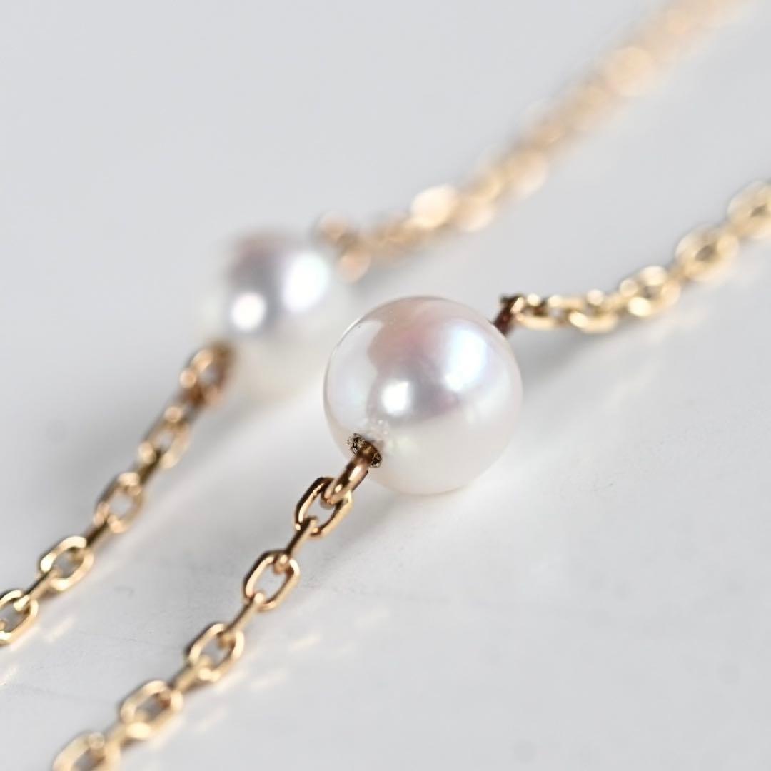 Kuro Pearl Station Necklace featuring nine round pearls with K18 clasp on a 37.5 cm chain