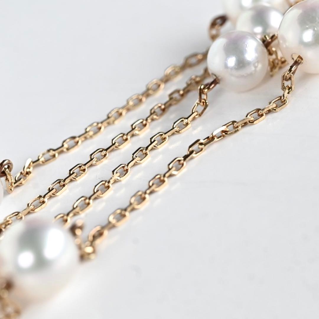 Kuro Pearl Station Necklace featuring nine round pearls with K18 clasp on a 37.5 cm chain