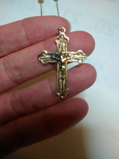 Value Discount Necklace agete gold color with 3.3x2.5 cm cross pendant on a 70 cm chain