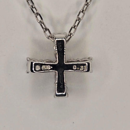 Mikimoto K18 white gold cross-shaped diamond necklace with 41.5 cm adjustable chain