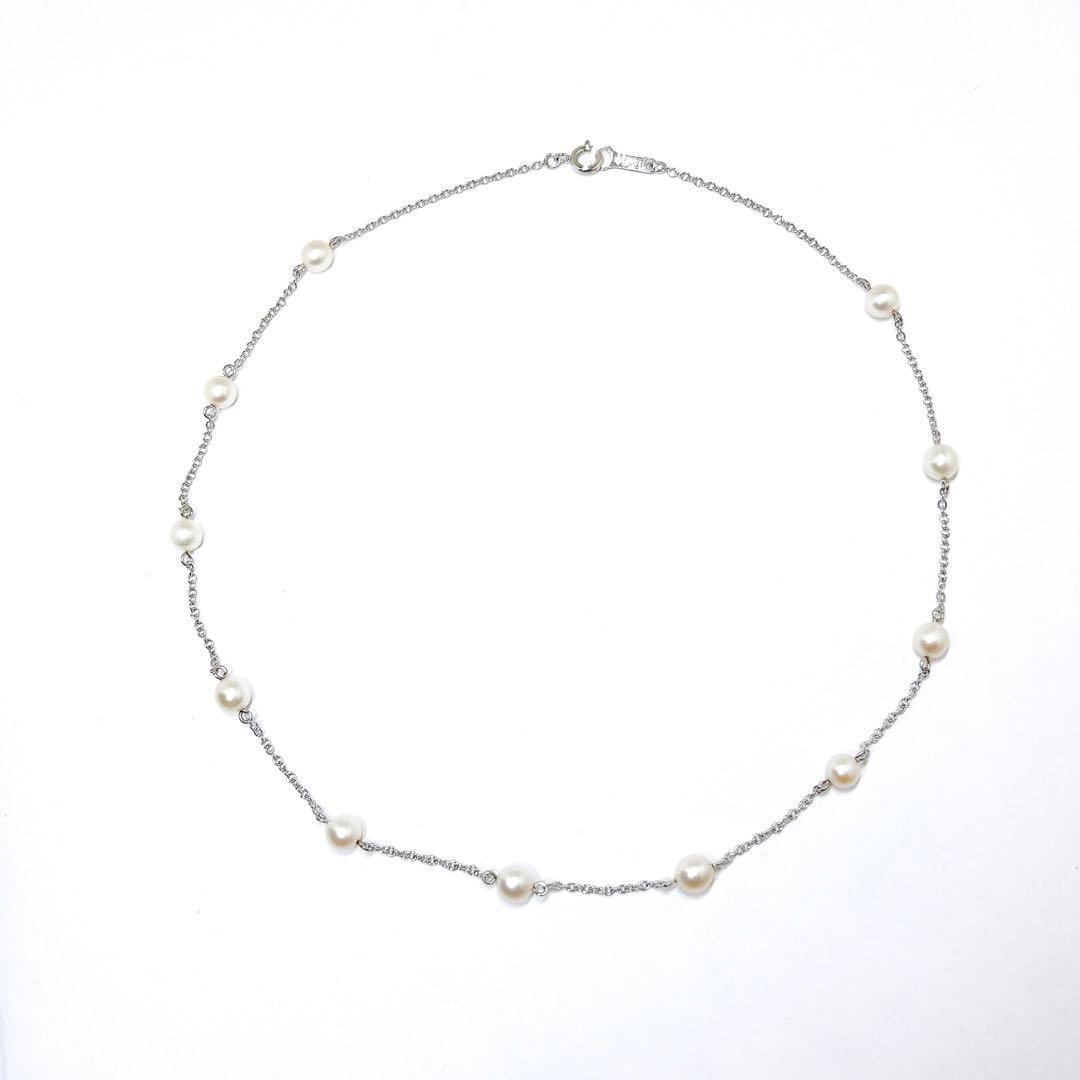 Tasaki Pearl Station Necklace made of Silver 925 with 5.0-5.4mm pearls and 39.5cm chain