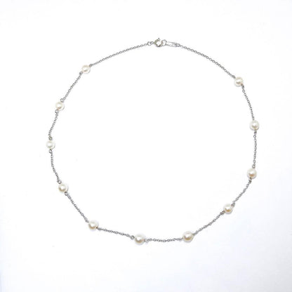 Tasaki Pearl Station Necklace made of Silver 925 with 5.0-5.4mm pearls and 39.5cm chain
