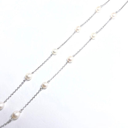 Tasaki Pearl Station Necklace made of Silver 925 with 5.0-5.4mm pearls and 39.5cm chain