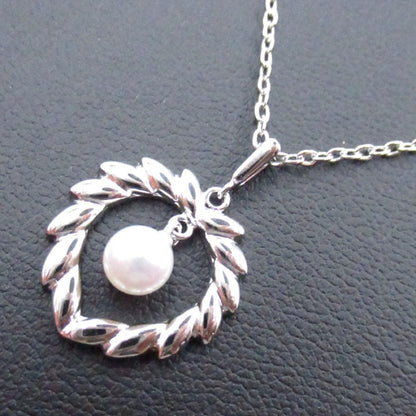Mikimoto Akoya pearl necklace with single 4.8mm pearl and sterling silver drawstring chain