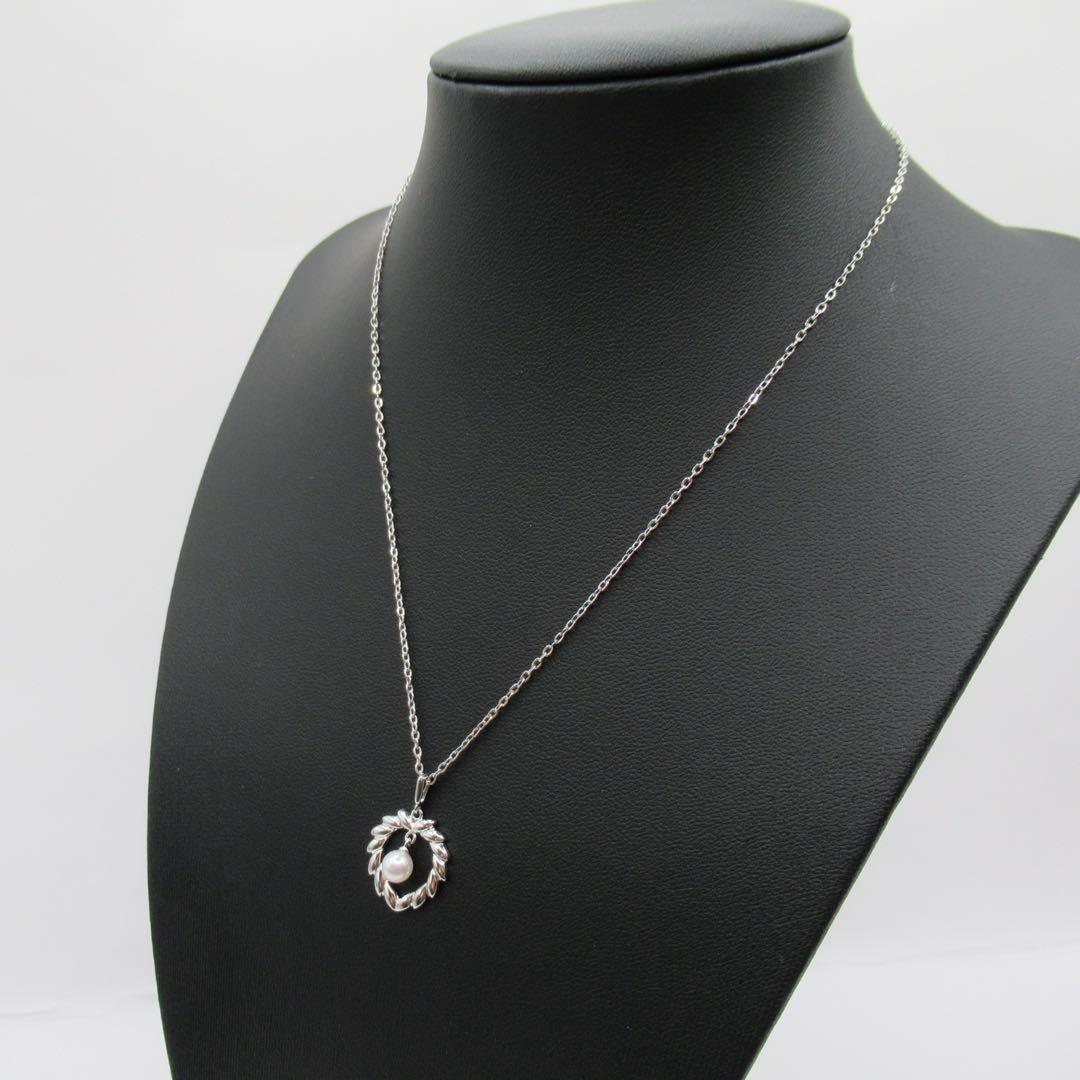 Mikimoto Akoya pearl necklace with single 4.8mm pearl and sterling silver drawstring chain