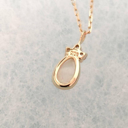 Agate Opal Diamond pendant necklace in K10 gold with a 39.5 cm chain