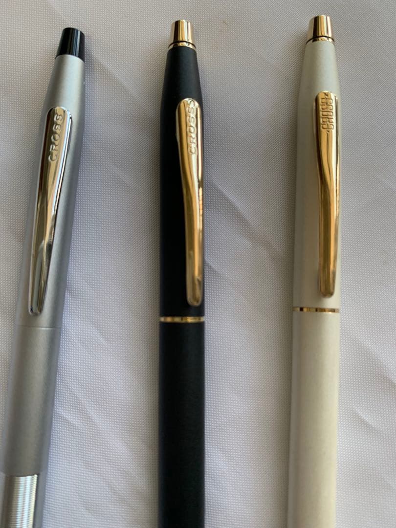CROSS ballpoint pen set with two pens in black and white and one silver mechanical pencil