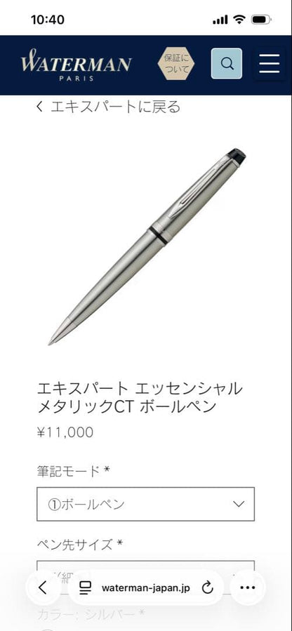 WATERMAN Expert Essential Metallic CT ballpoint pen with metallic finish and clip