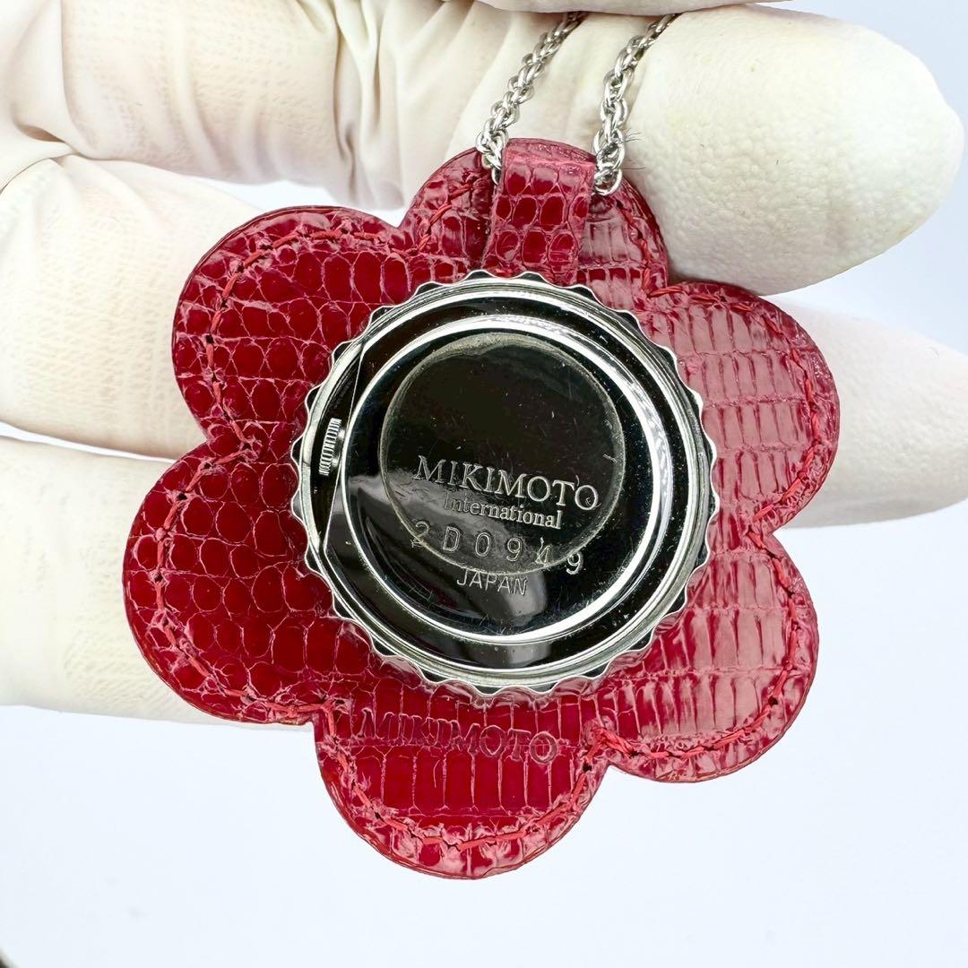 Mikimoto Pendant Watch Circle with 5 pearls, white dial, silver SV925 case, and quartz movement
