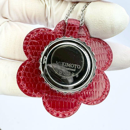 Mikimoto Pendant Watch Circle with 5 pearls, white dial, silver SV925 case, and quartz movement